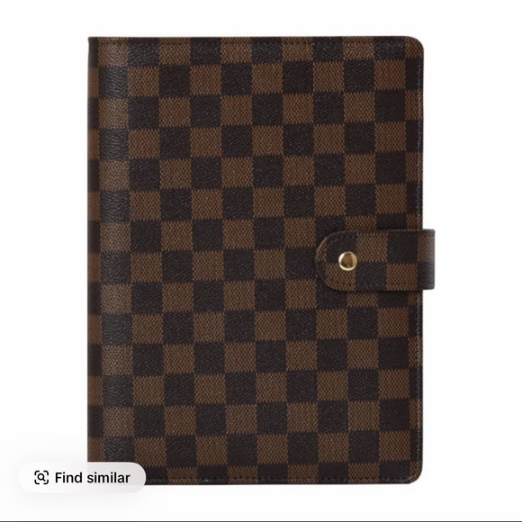 Other - Checkered Brown and Black Planner Cover A5 Refillable ( without paper )